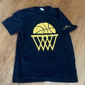 Black T-Shirt with Yellow Basketball Hoop Design Jack Daniels honey